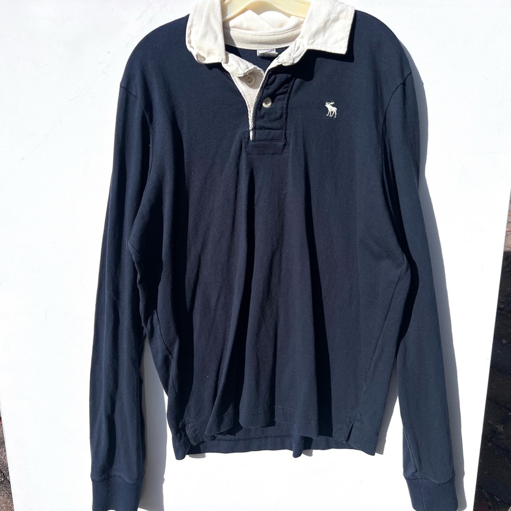 Abercrombie & Fitch moose logo rugby shirt blue XL extra large y2k vintage